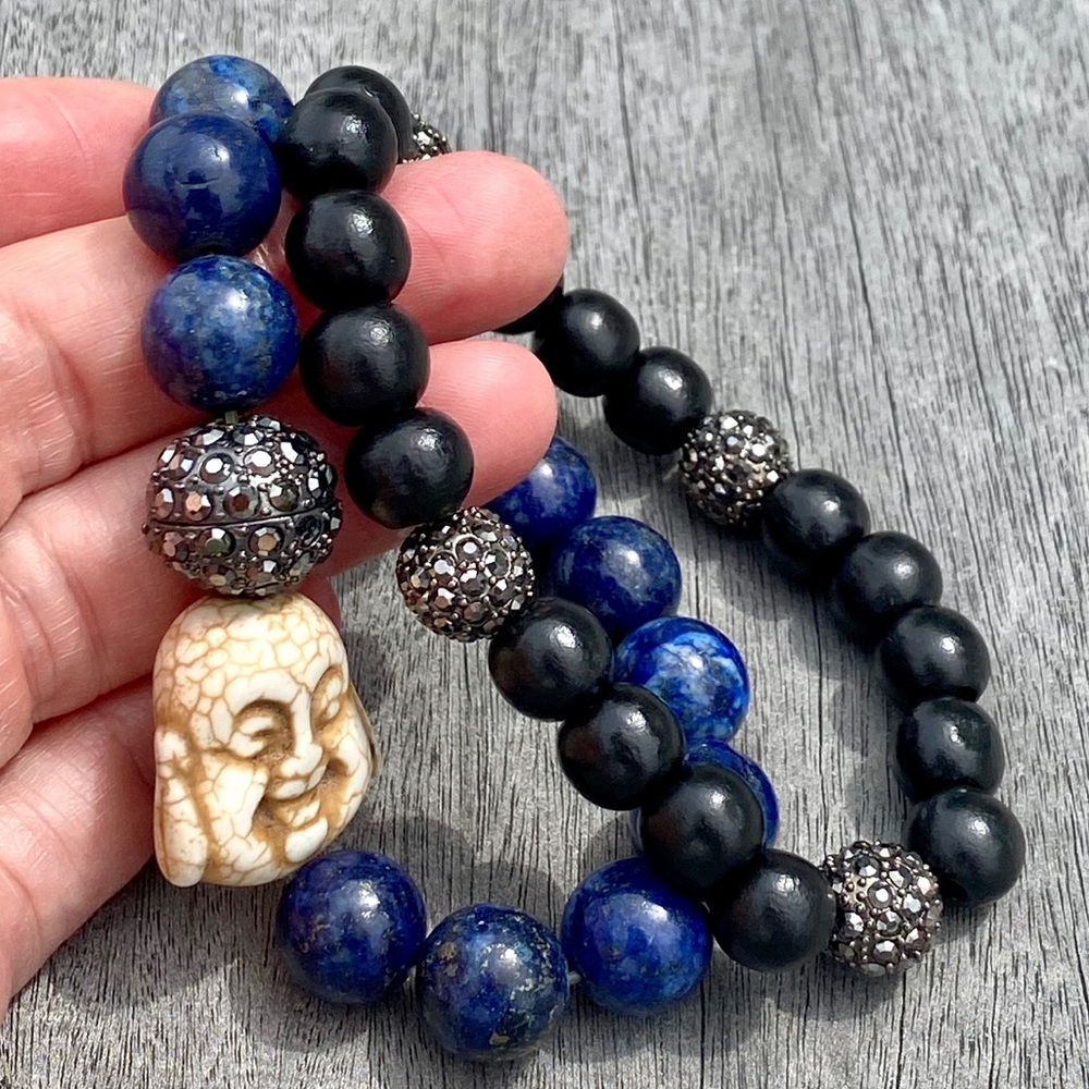 Set 2 - Stretch Fashion Bracelets African Sodalite